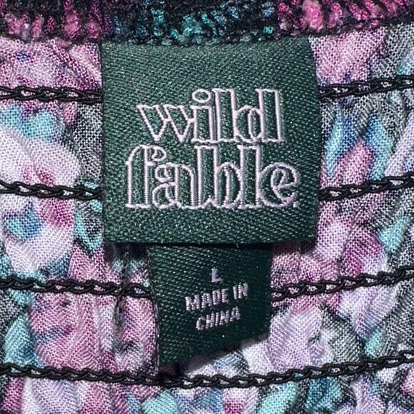 Wild Fable Purple Floral Smocked Long Sleeve Mini Dress Size Large - Picture 3 of 13